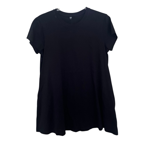 Uniqlo Women's Black Cap Sleeve Scoop Neck Swing Party Dress SZ L ✨Like New✨ - Picture 2 of 7